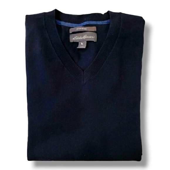 Eddie Bauer Cotton And Merino Wool Blend V-Neck Sweater - Size Large - Picture 1 of 5